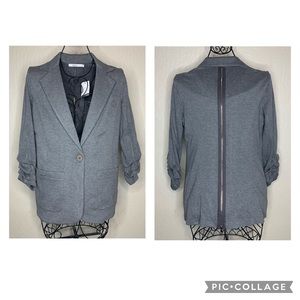 Bailey 44 Gray Back Zipper Jersey Material Blazer Jacket